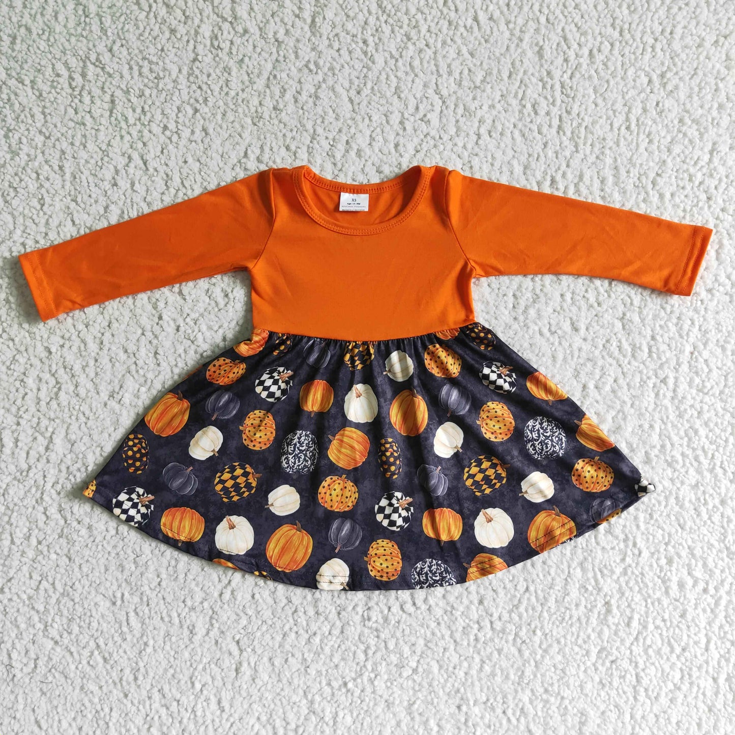 Halloween Pumpkin Long Sleeves Big Dress