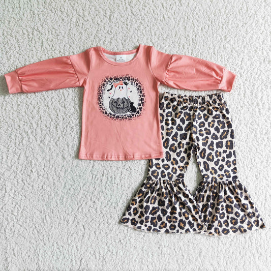 Halloween Pumpkin Leopard Bell Pants