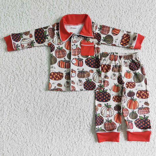 Halloween Red Pumpkin Boy Pajamas