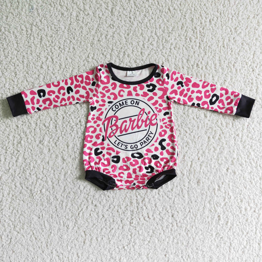 Pink Leopard long sleeves romper