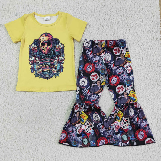 Yellow Mask Pattern Outfits with Bow