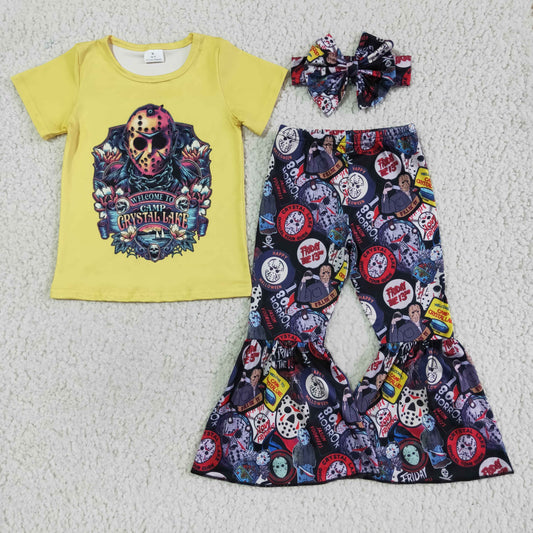 Yellow Mask Pattern Outfits with Bow