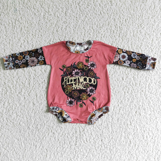 Pink Flowers long sleeves romper