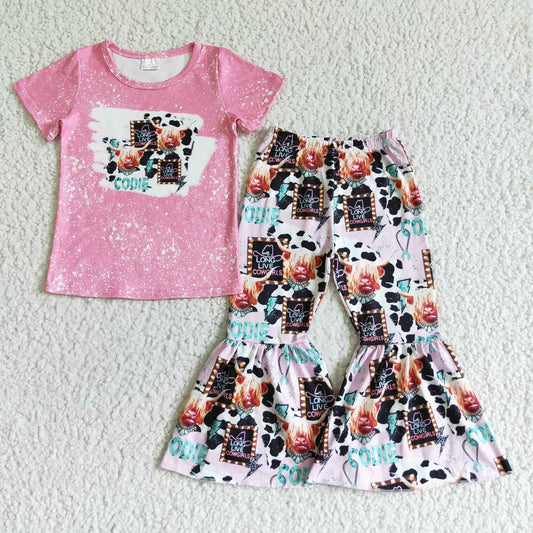 Pink Highland Cow Summer Set