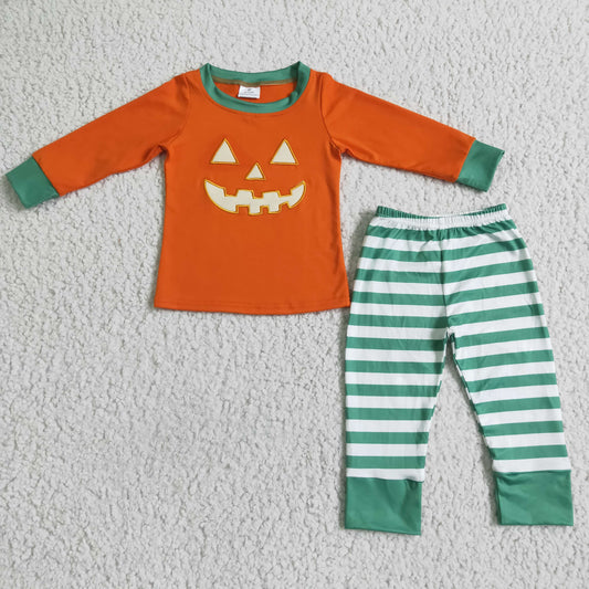 Halloween embroidery Pumpkin Stripes Boy Paj