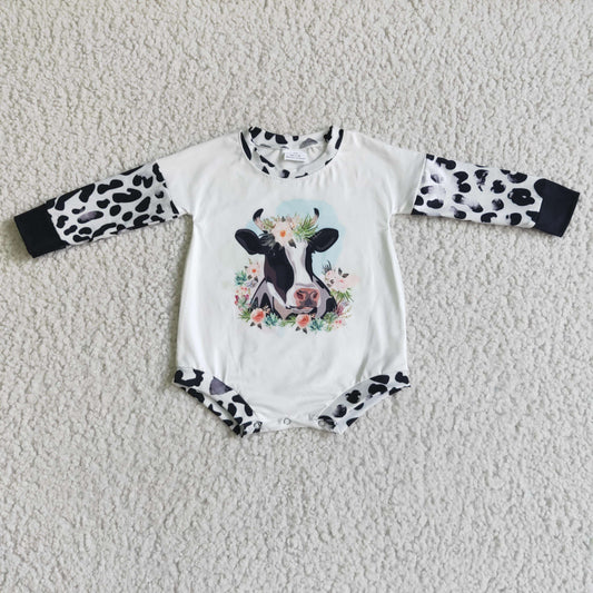 Cow Flowers Baby Romper