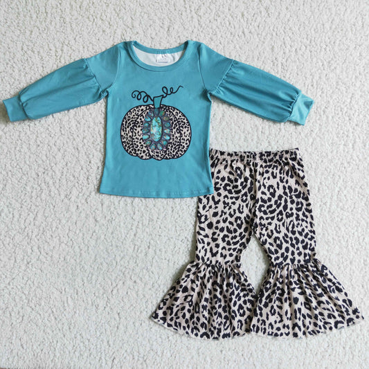 Fall Outfits Blue Pumpkin Leopard Bell Pants