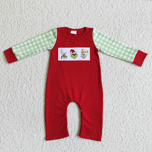 Christmas Embroidery Cartoon Boy Romper