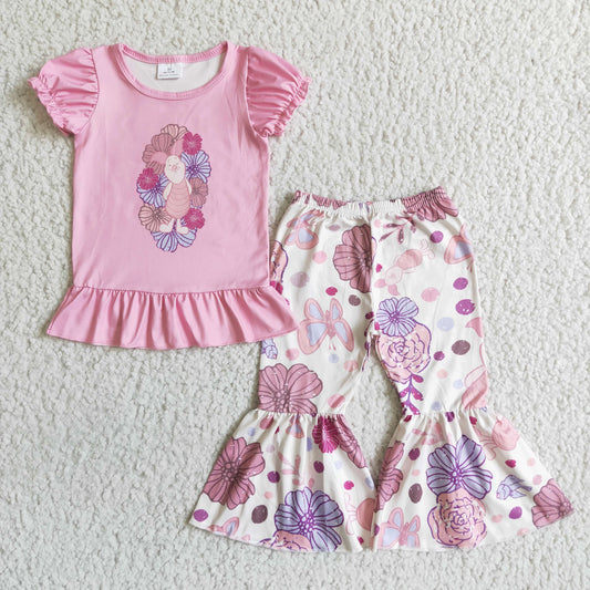 Pink Pig Flowers Bell Pans Summer Set