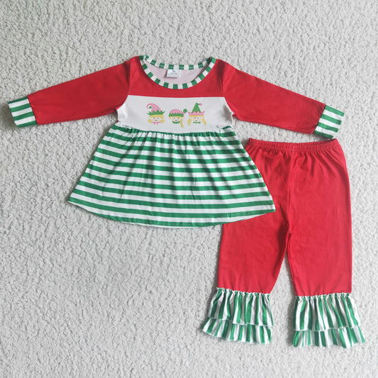 Christmas embroidery Girls Long Sleeve