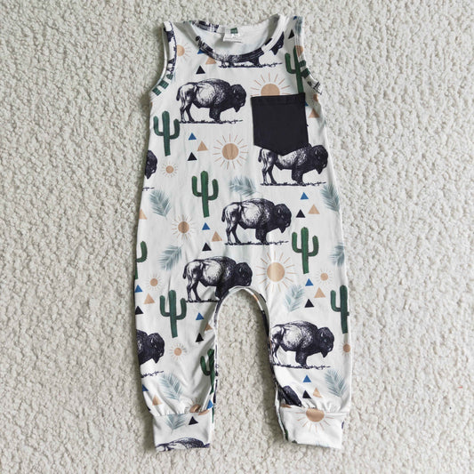 Cactus Cow Print Boy romper