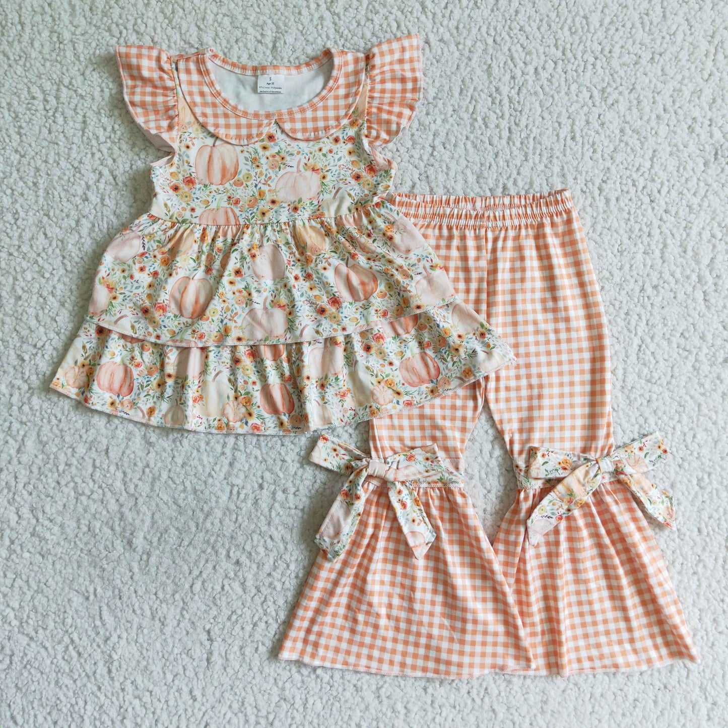 Flowers Pumpkin Ruffle Girls Outfits