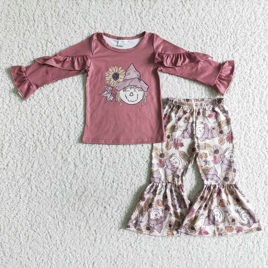 Fall Outfits Flowers Bell Pants