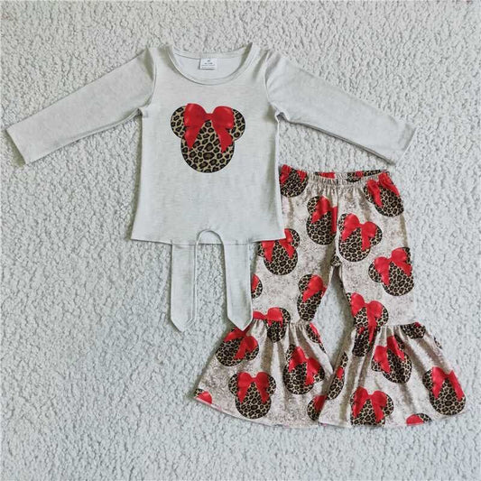 Fall Outfits Leopard Cartoon Girls Set