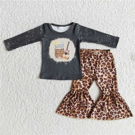 Fall Outfits Guitar Leopard Print Girls Set