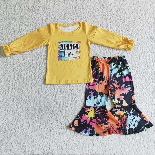 Fall Outfits Yellow MAMA Tried Girls Set
