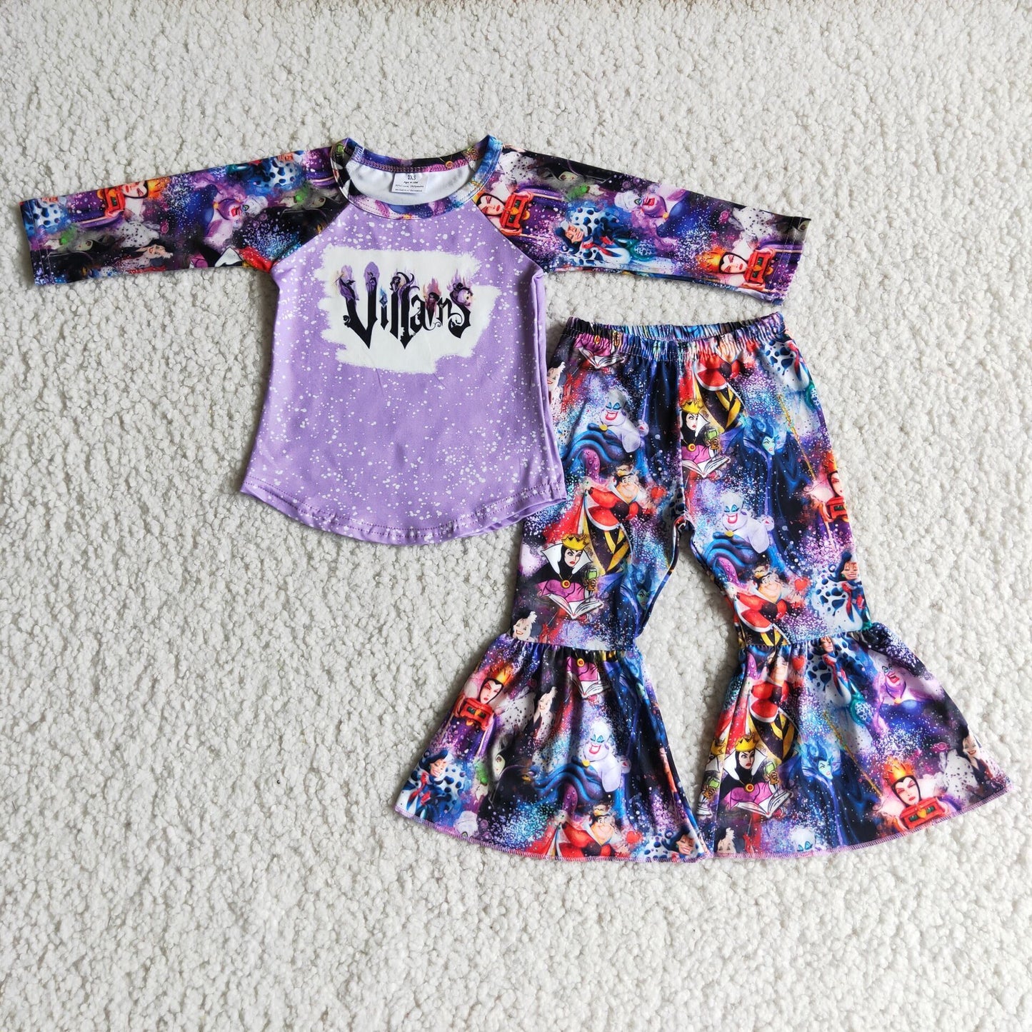 Fall Outfit Purple Cartoon Pants Girls Set