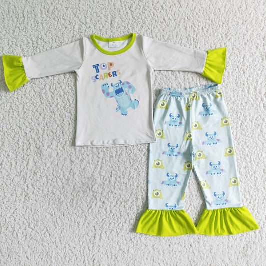 Green Cartoon Girls Pajamas Outfit