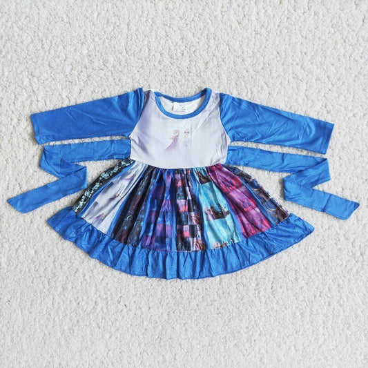 fall Blue Cartoon Twirl Dress