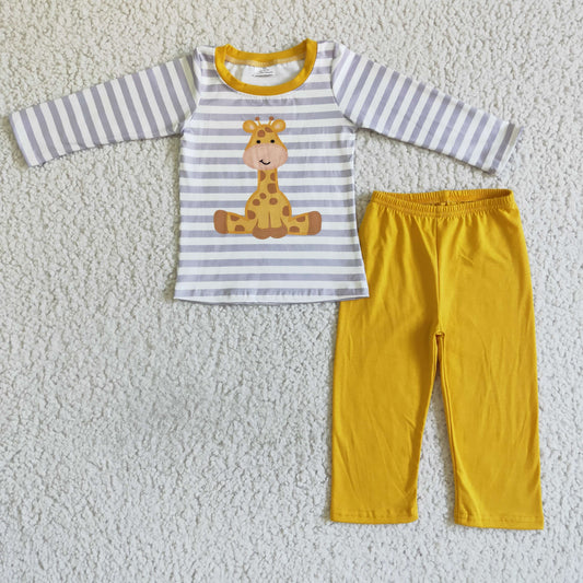 Striped Yellow giraffe Boy Set