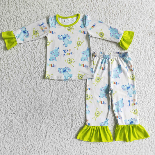 Green Cartoon Girls Pajamas Outfit