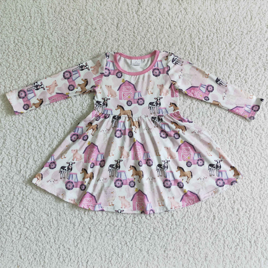 Pink Horse Car Girls Dress