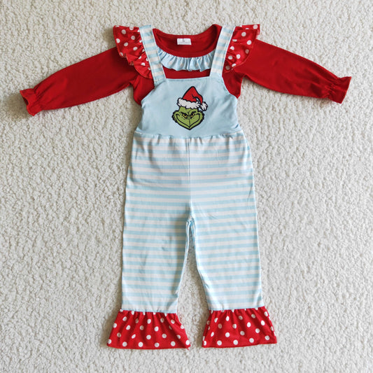 Christmas Red Cartoon Girls Overall