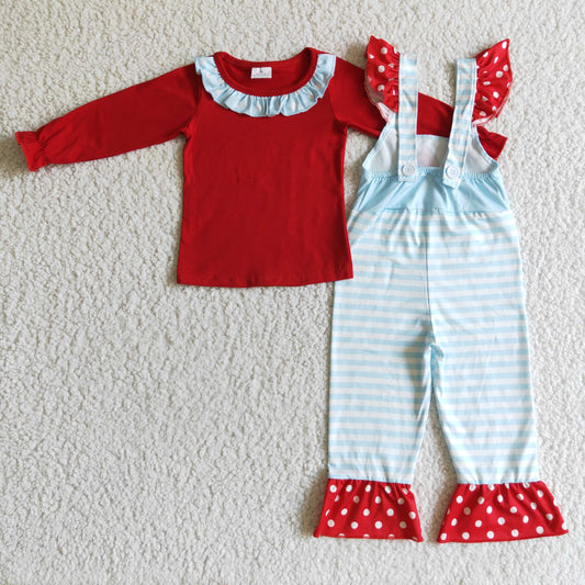Christmas Red Cartoon Girls Overall