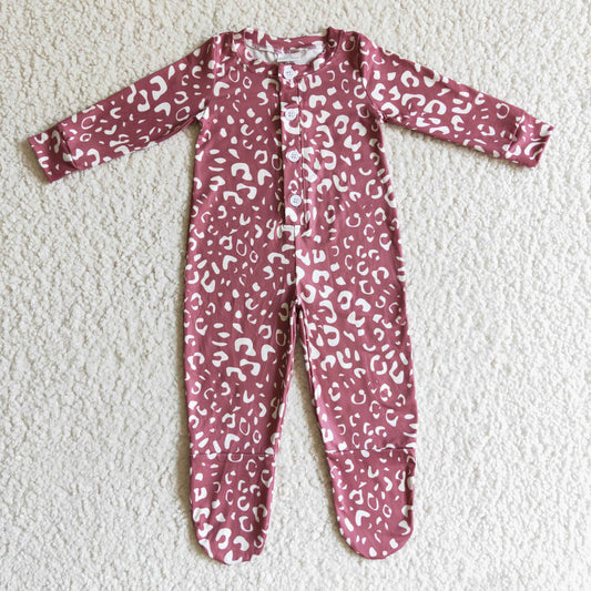 Fall Pink Leopard Girls Romper