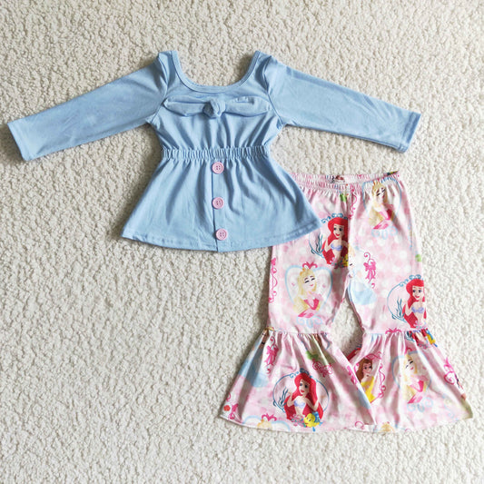 Christmas Blue Cartoon With Girls Set