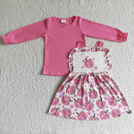 Pink 2pcs Pumpkin shirt +dress