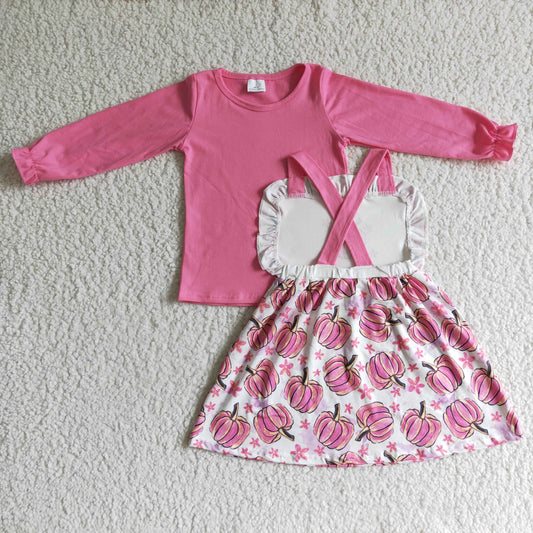 Pink 2pcs Pumpkin shirt +dress