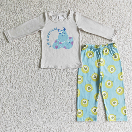 Blue Cartoon Pattern Pajamas