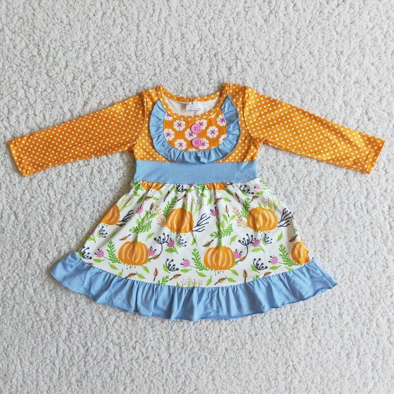 Halloween Pumpkin Long Sleeves Dress