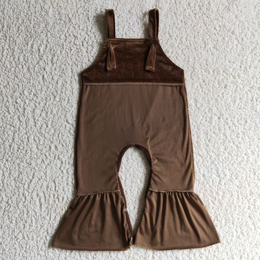 Brown Gold Velvet Jumpsuit