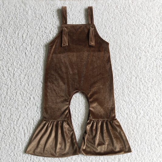 Brown Gold Velvet Jumpsuit