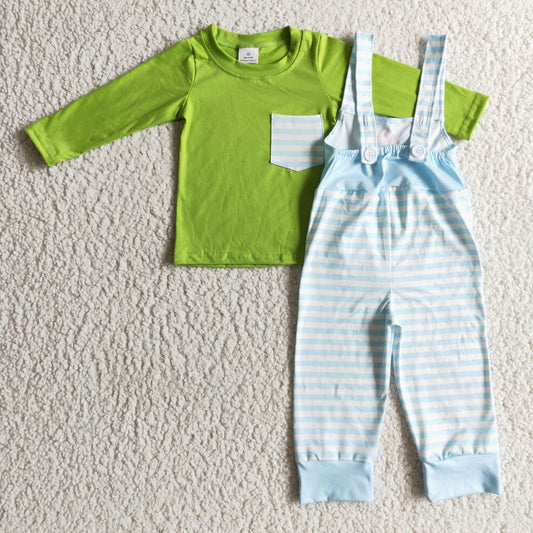 Christmas Green Cartoon Girls Overall