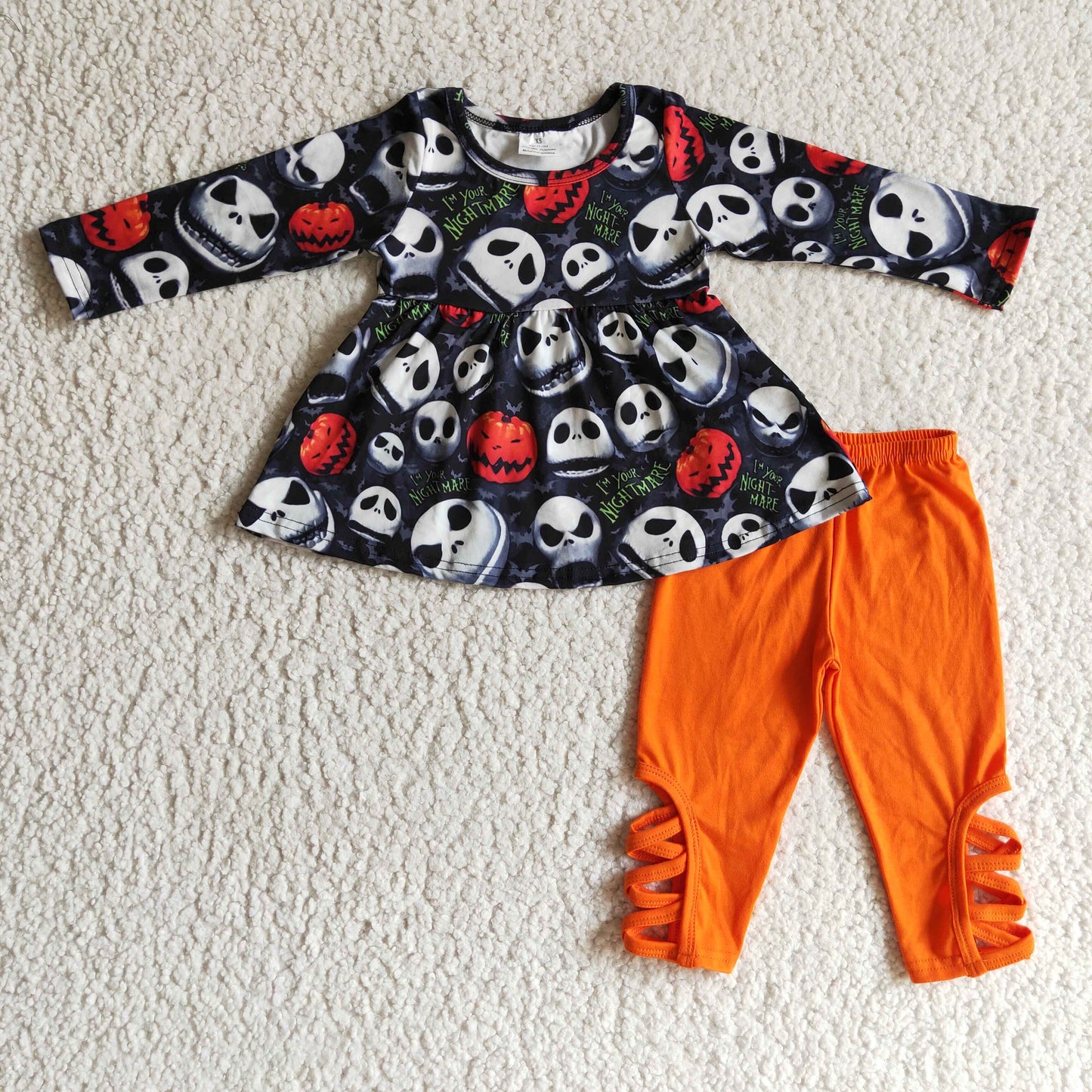 Halloween Orange Dots Girls Set