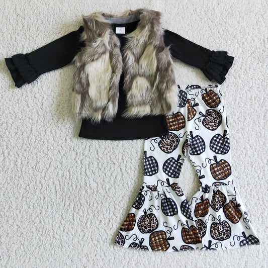 Fall Flowers Black Pumpkin With Vest outfits