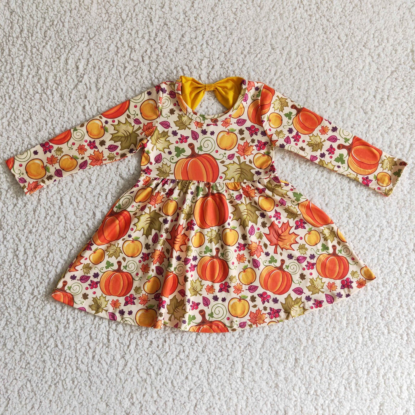 Fall Pumpkin Flowers Girls Dress