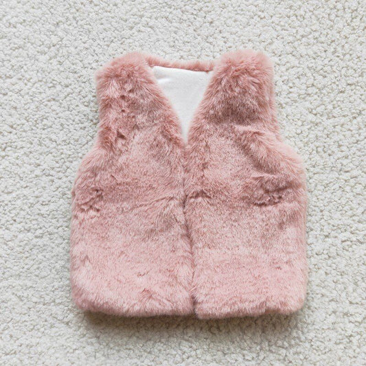 Winter Pink Plush Vest Coat