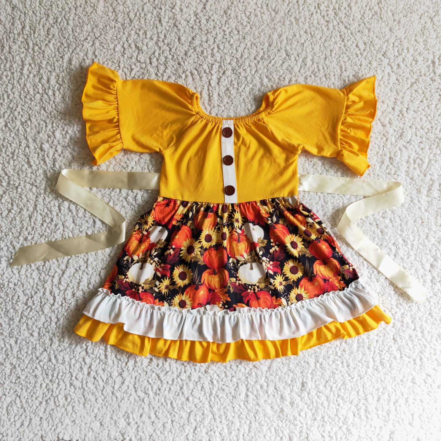 Yellow Flowers Girls Dress