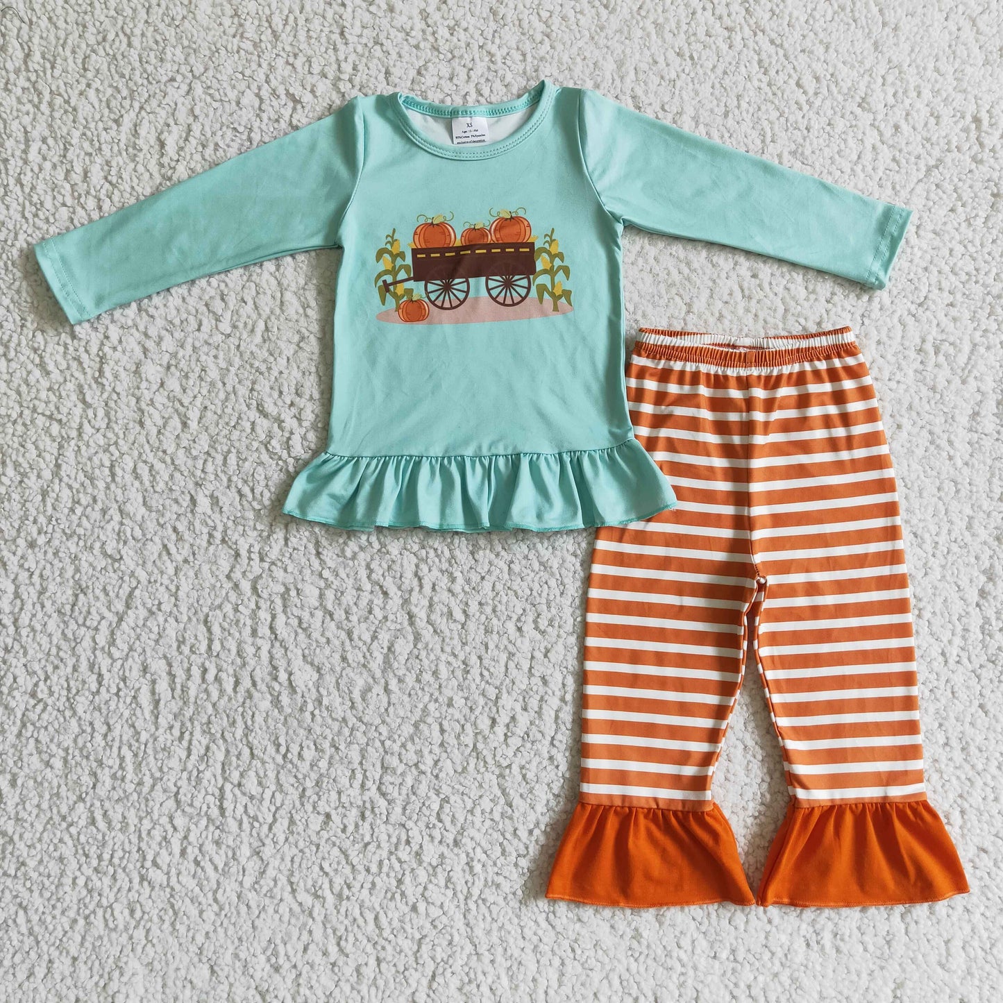 Pumpkin Stripe Pant Girls Outfit