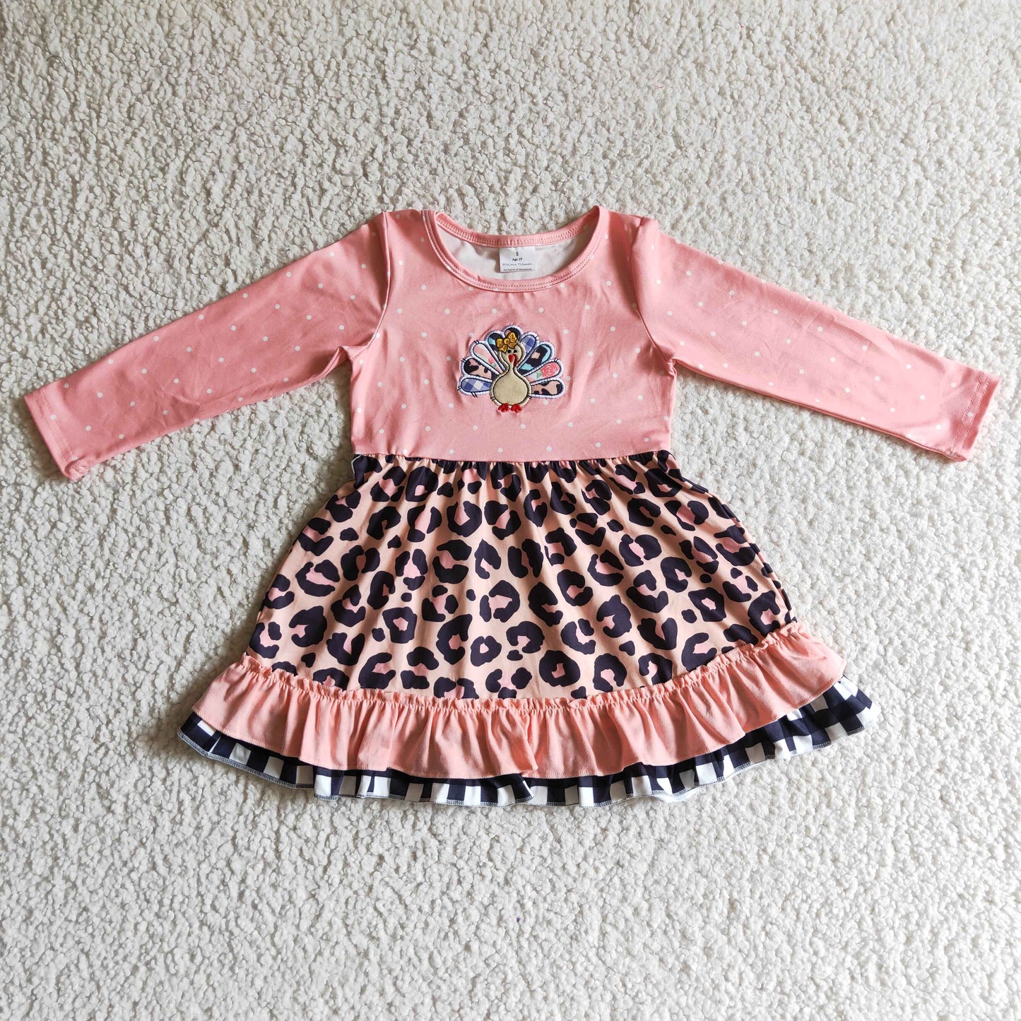 Thanksgiving Pink Turkey Leopard Dress