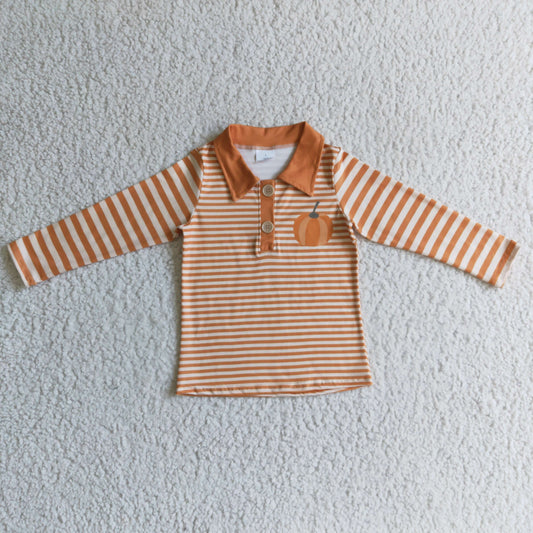 Yellow Pumpkin Stripes Boy Shirt