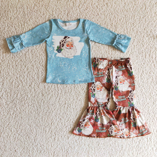 Christmas Blue Santa Girls Set