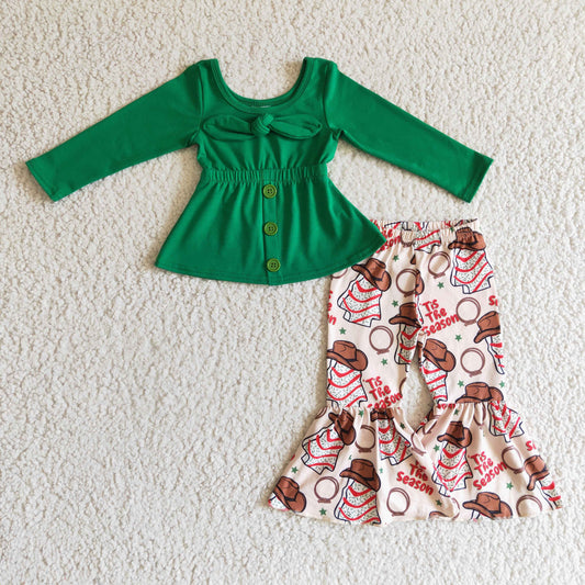Christmas Green Cake With Bow Girls Set
