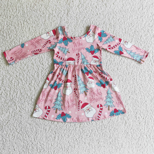 Christmas Pink Snowman Girls Dress