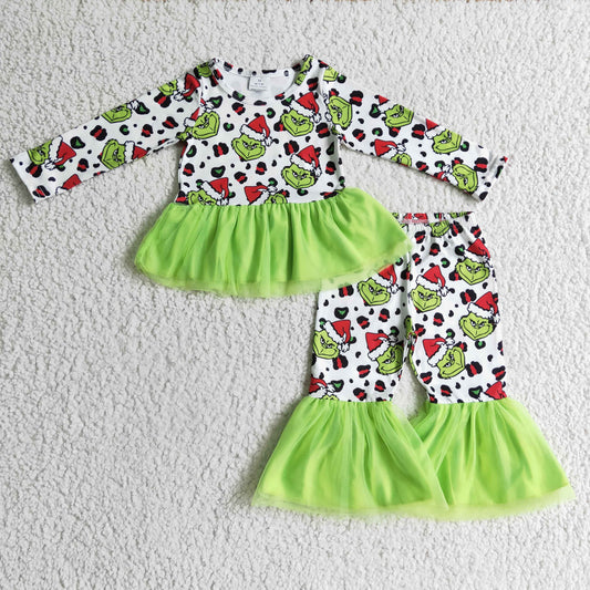 Christmas Green Cartoon Castle Lace