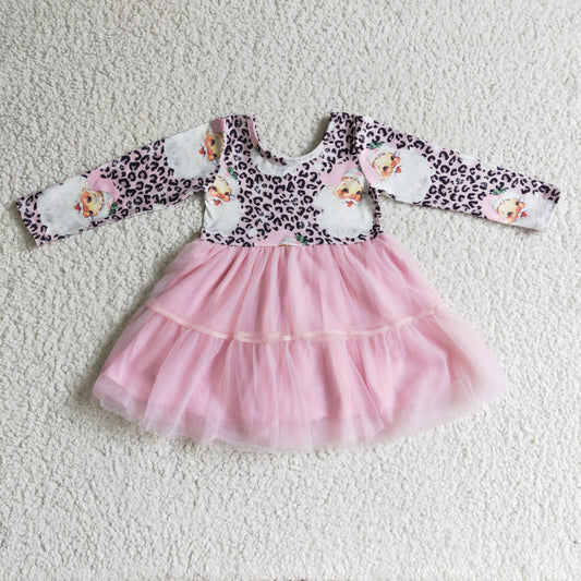 Christmas Leopard Santa Girls Tutu Dress